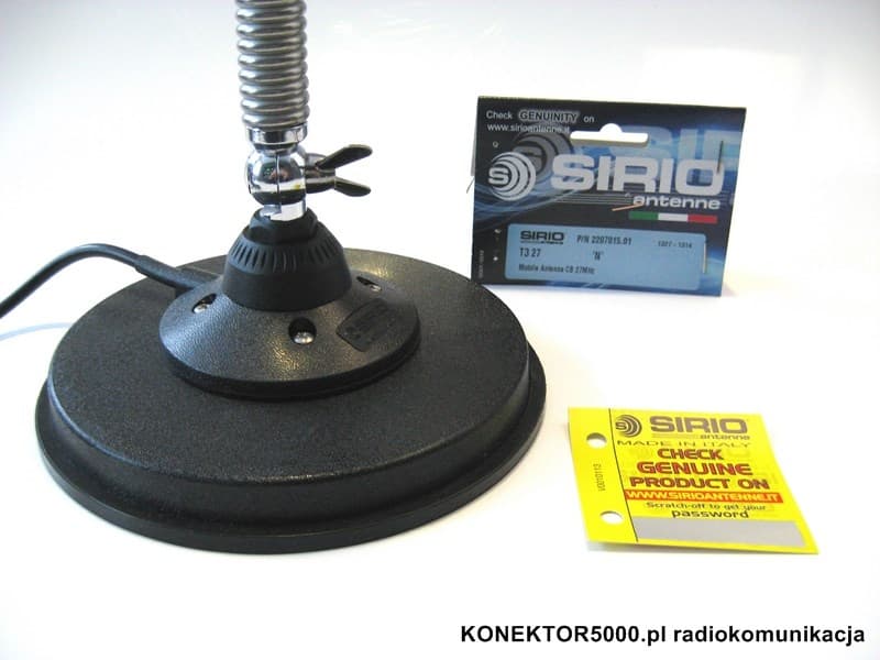 SIRIO T-3 27 (T3 27) wersja z adapterem PL, antena CB helikalna DV/PL, bez okablowania