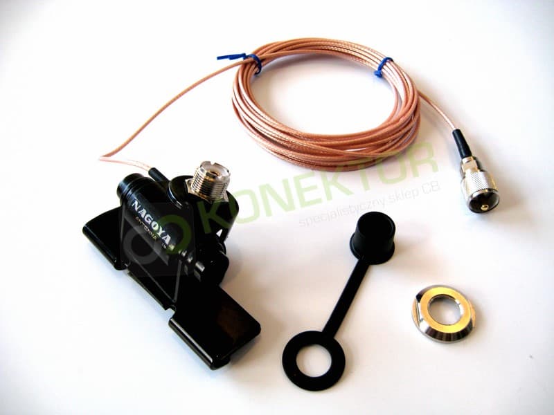 Nagoya RB-700 uchwyt bagażnikowy + okablowanie TFL-316 supercienki kabel 2.35mm długość 6m + wtyk UC-1 do radia