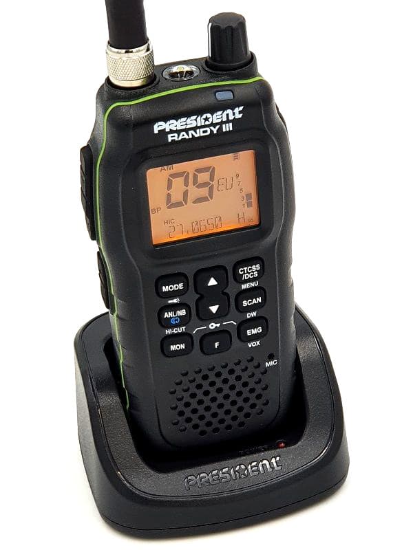 Zestaw President Randy III CB radio ręczne + antena HYFLEX 54cm + stacja biurkowa