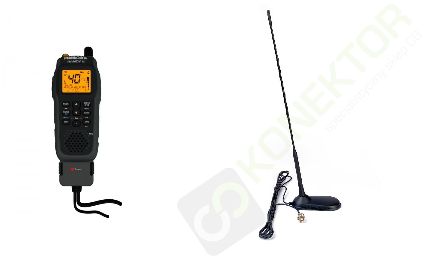 President Randy III + antena CB Virginia 50cm dyskretny zestaw CB radio