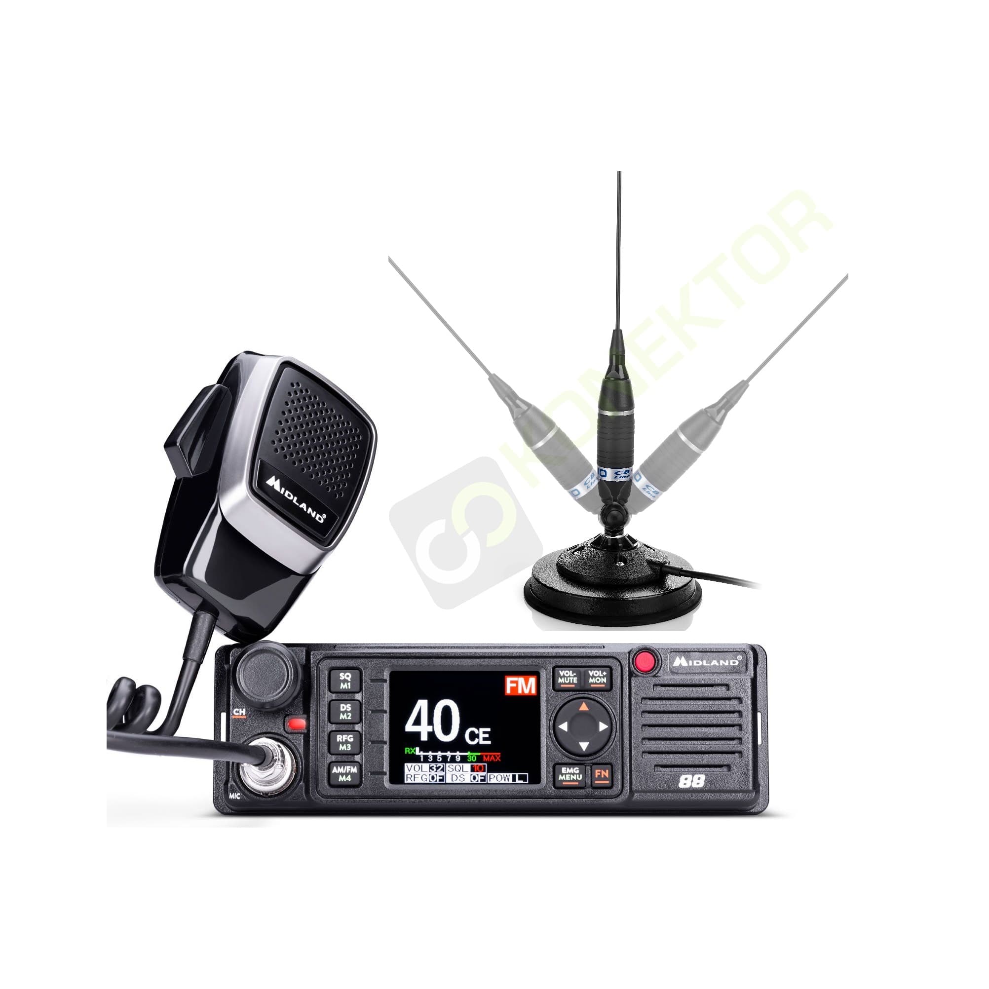 MIDLAND 88 + Sirio Omega 27 MAG 125 antena CB 95cm zestaw CB radio