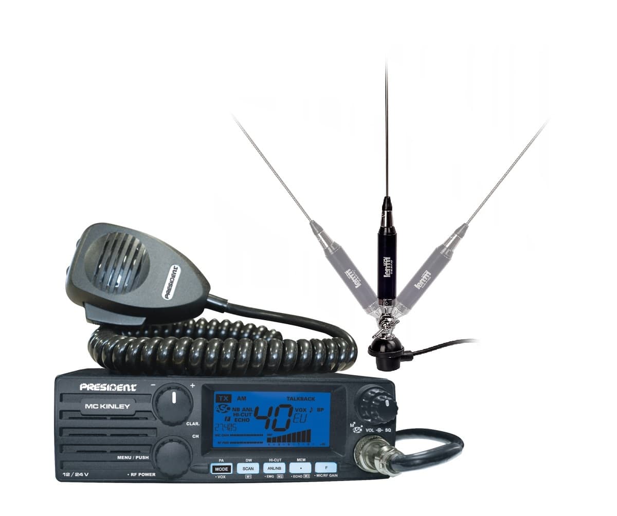 President McKinley EU + LEMM AT-1200 Antena CB montażowa 135cm kabel 4m zestaw CB radio