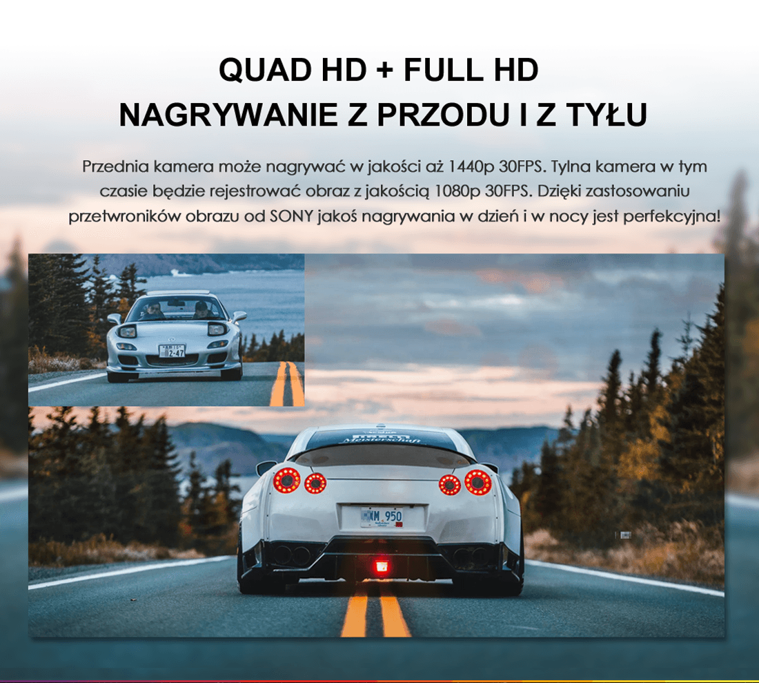 Viofo A129 Plus Duo-G dyskretna kamera samochodowa przód 2K Quad HD + tył Full HD GPS, Sony Starvis, G-sensor, mikrofon, Wi-Fi, BT - Łódź, Zbąszyńska 2