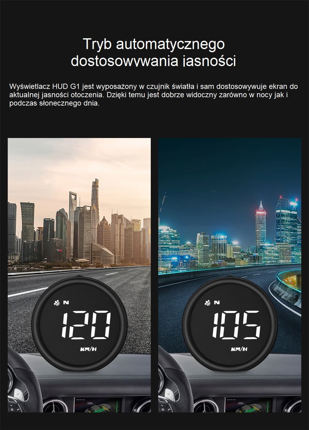 Wyświetlacz samochodowy G1 wskaźnik prędkości do Twojego auta - prędkościomierz GPS / HUD
