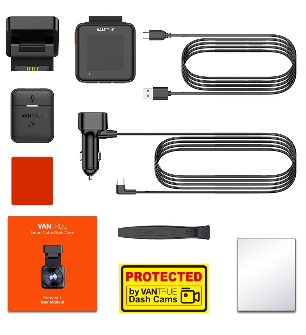 VANTRUE E1 2.7K Ultra HD wideorejestrator samochodowy + pilot sterujący w zestawie - kamera samochodowa Vantrue Element 1