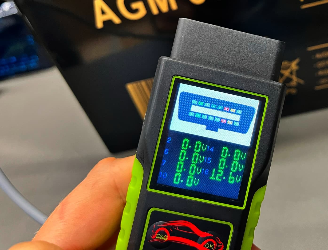 TOPDIAG BT400 PowerTool 4 in1 samochodowy tester zasilania (test baterii, podtrzymanie napięcia, piny OBD2, pobór prądu), POLSKIE MENU