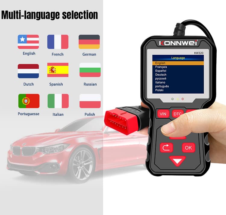 Konnwei KW320 skaner interfejs diagnostyczny OBD-2 *** POLSKIE MENU *** - odczyt/kasowanie błędów (np. check engine), uniwersalny, samochody od 2001