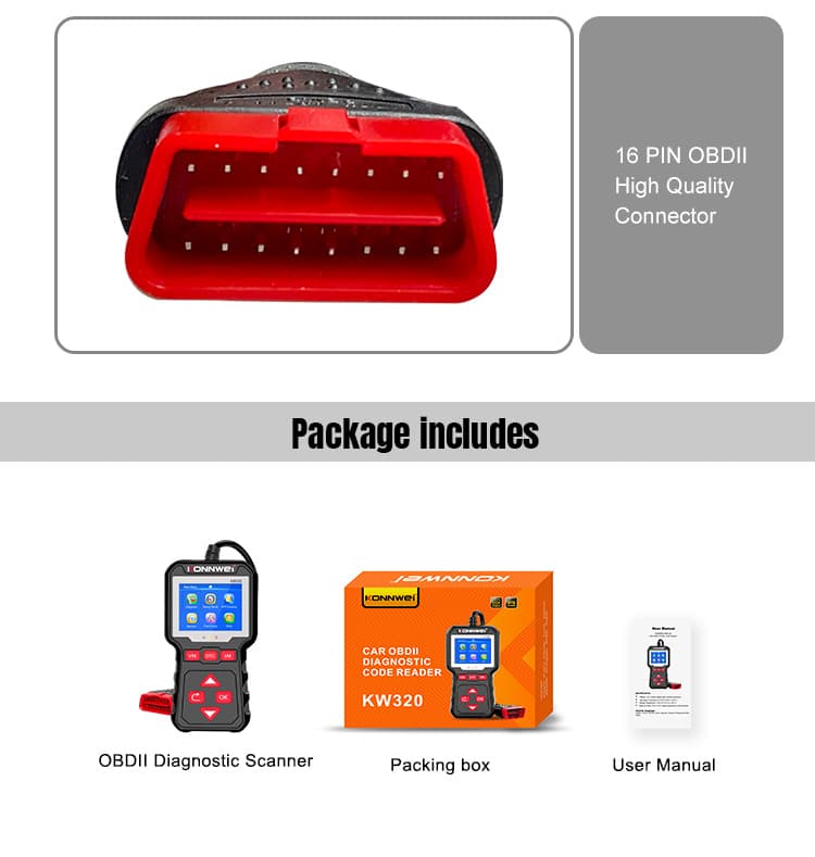 Konnwei KW320 skaner interfejs diagnostyczny OBD-2 *** POLSKIE MENU *** - odczyt/kasowanie błędów (np. check engine), uniwersalny, samochody od 2001