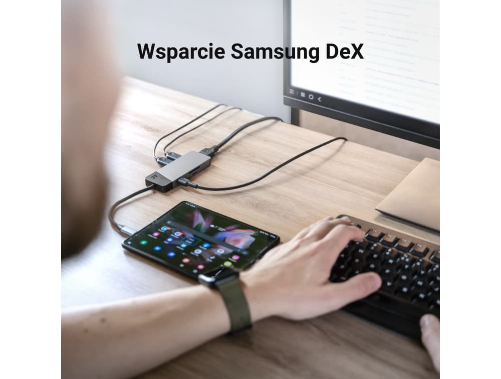 Green Cell HUB GC Connect 7w1 np. do Apple MacBook M1 / M2, Lenovo X1, Asus ZenBook, Dell XPS (3xUSB-A 3.1 HDMI 4K 60Hz USB-C PD 85W)