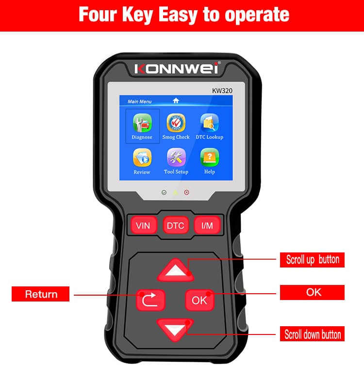 Konnwei KW320 skaner interfejs diagnostyczny OBD-2 *** POLSKIE MENU *** - odczyt/kasowanie błędów (np. check engine), uniwersalny, samochody od 2001