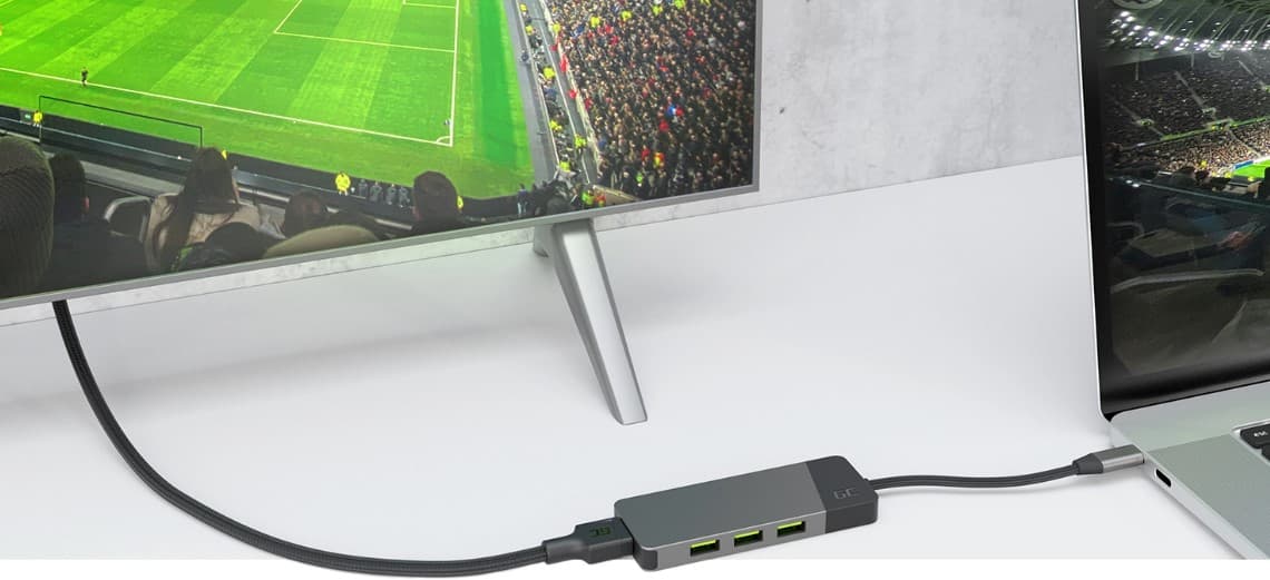 Green Cell HUB GC Connect 7w1 np. do Apple MacBook M1 / M2, Lenovo X1, Asus ZenBook, Dell XPS (3xUSB-A 3.1 HDMI 4K 60Hz USB-C PD 85W)