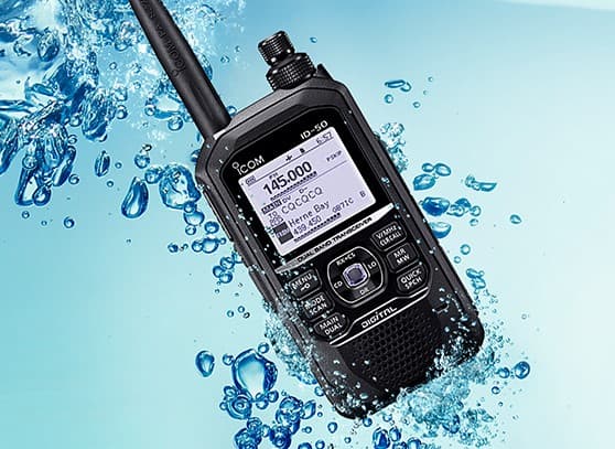 ICOM ID-50E radiotelefon ręczny VHF/UHF z D-STAR, GPS, IPX7, microSD, USB-C, VHF Airband, audio 750mW, monochromatyczny wyświetlacz - Made in Japan
