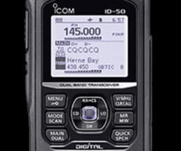ICOM ID-50E radiotelefon ręczny VHF/UHF z D-STAR, GPS, IPX7, microSD, USB-C, VHF Airband, audio 750mW, monochromatyczny wyświetlacz - Made in Japan