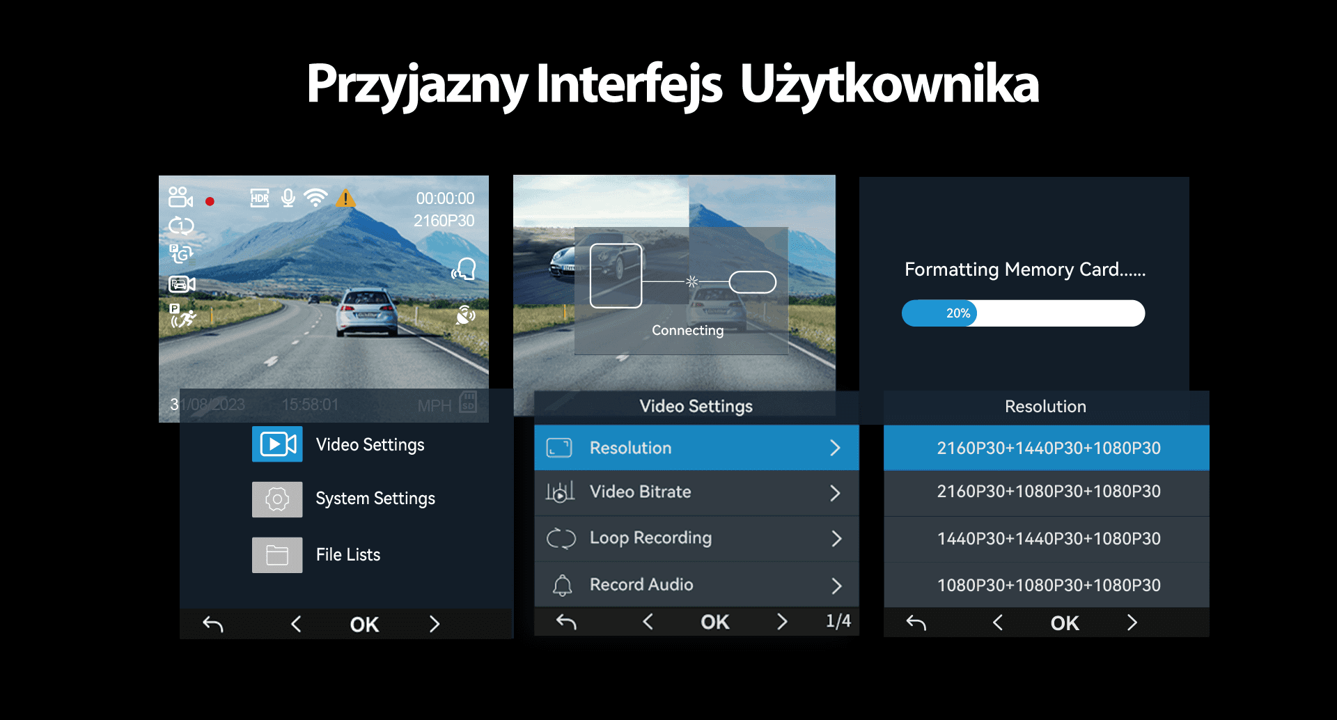Viofo A229 Pro 2CH dyskretna kamera samochodowa przód 4K HDR + tył 2K GPS, Sony Starvis 2, G-sensor, mikrofon, Wi-Fi, BT