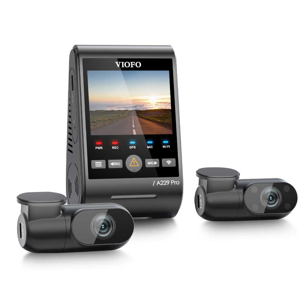 Viofo A229 Pro 3CH dyskretna kamera samochodowa przód 4K HDR + tył 2K HDR + wnętrze 1080P HDR, GPS, Sony Starvis 2, G-sensor, mikrofon, Wi-Fi, BT