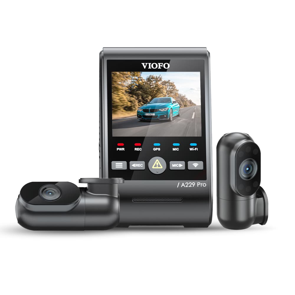 Viofo A229 Pro 3CH dyskretna kamera samochodowa przód 4K HDR + tył 2K HDR + wnętrze 1080P HDR, GPS, Sony Starvis 2, G-sensor, mikrofon, Wi-Fi, BT