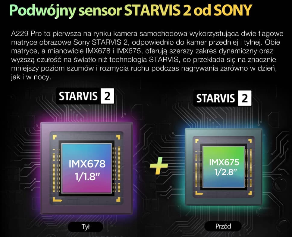 Viofo A229 Pro Duo IR dyskretna kamera samochodowa przód 4K Ulta HD wnętrze Full HD - idealny wideorejestrator do TAXI, UBER, BOLT