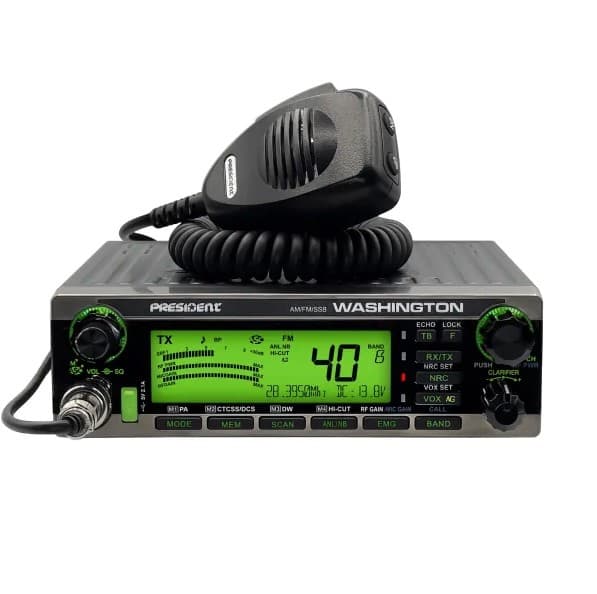 PRESIDENT WASHINGTON radiotelefon amatorski 10/12m AM/FM/SSB moc do 80W PEP, funkcja przemiennika