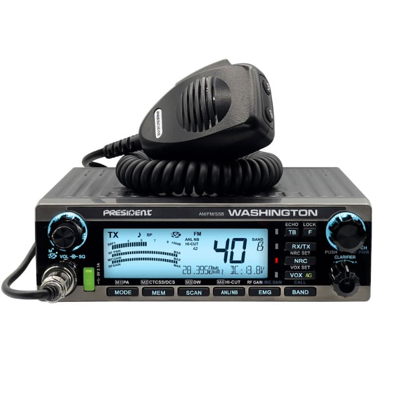 PRESIDENT WASHINGTON radiotelefon amatorski 10/12m AM/FM/SSB moc do 80W PEP, funkcja przemiennika