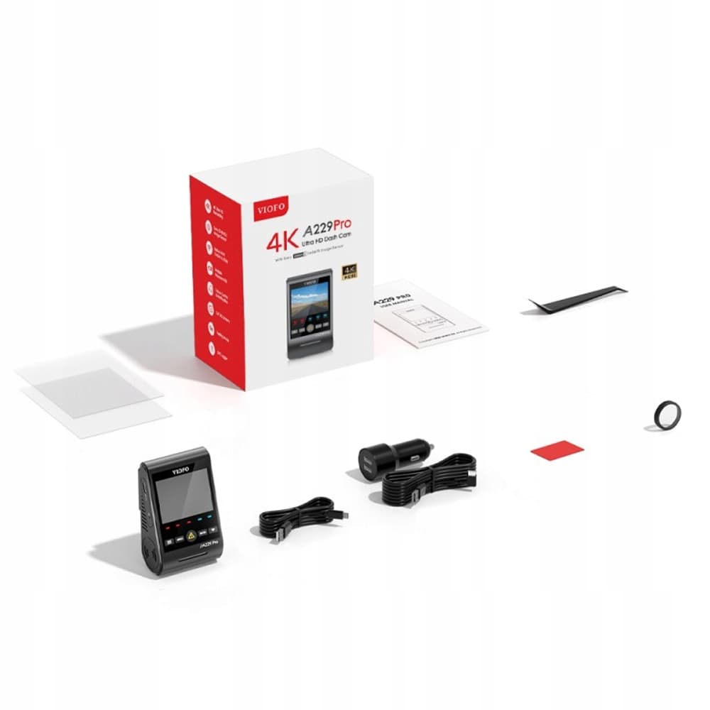 Viofo A229 Pro dyskretna kamera samochodowa przód 4K HDR, GPS, Sony Starvis 2, G-sensor, mikrofon, Wi-Fi, BT