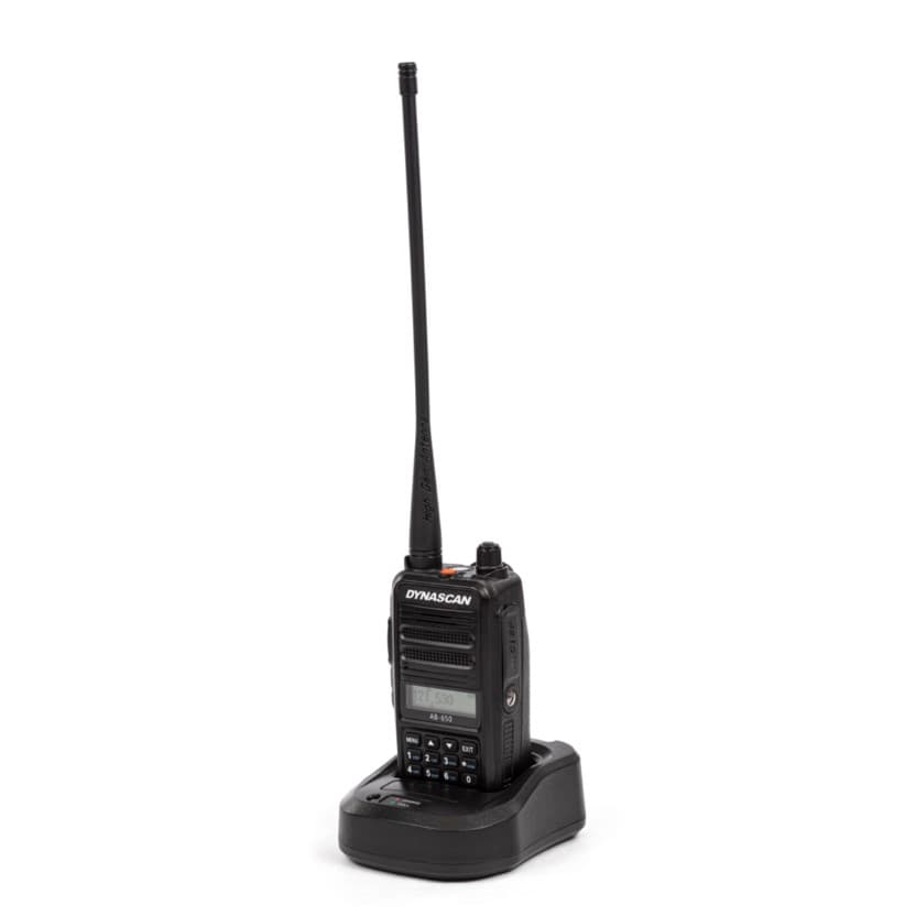Dynascan AB-650 radiotelefon lotniczy ręczny, moc 6W PEP, VOX, bateria 2600mAh, przycisk alarmowy (radio lotnicze przenośne airband VHF)