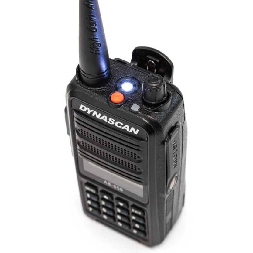 Dynascan AB-650 radiotelefon lotniczy ręczny, moc 6W PEP, VOX, bateria 2600mAh, przycisk alarmowy (radio lotnicze przenośne airband VHF)