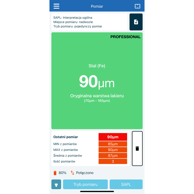 NexPTG Professional zaawansowany miernik grubości lakieru + BT 4.0 iOS / Android (stal/stal ocynkowana/aluminium)