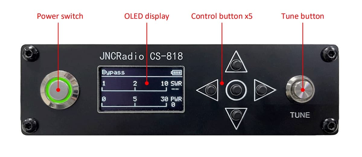 JNCRadio CS-818 skrzynka antenowa 1.8-54MHz / 30W, integracja z Yaesu FT-817 / FT-818, tuner antenowy z baterią - również do Icom IC-705