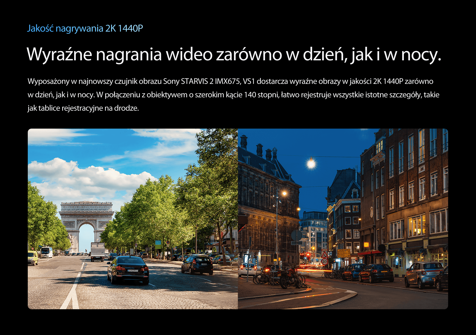 VIOFO VS1 dyskretna mikro kamera samochodowa z GPS, WiFi, Bluetooth, polskie komunikaty, HDR + matryca Sony STARVIS 2 Sensor QHD+