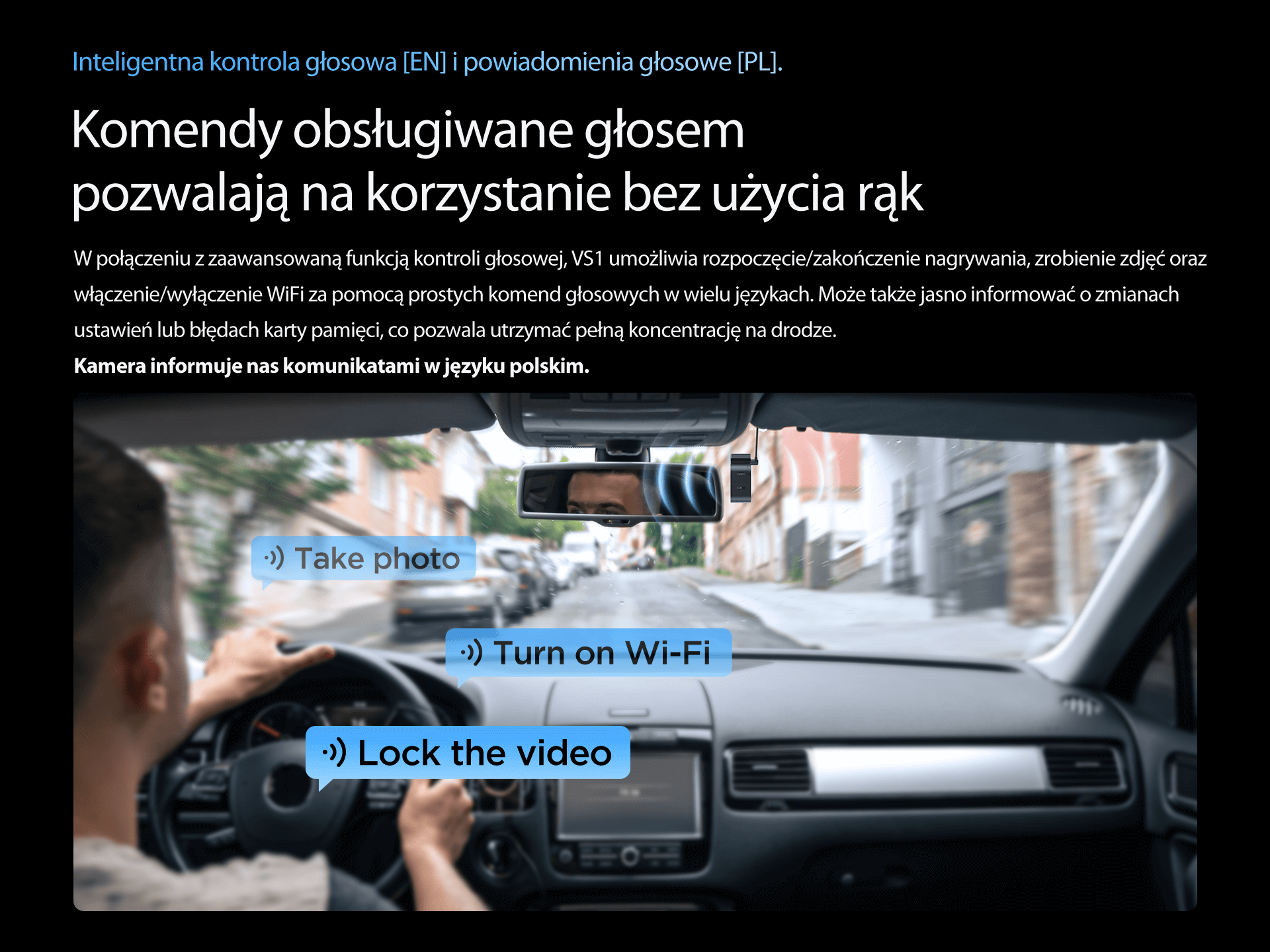VIOFO VS1 dyskretna mikro kamera samochodowa z GPS, WiFi, Bluetooth, polskie komunikaty, HDR + matryca Sony STARVIS 2 Sensor QHD+