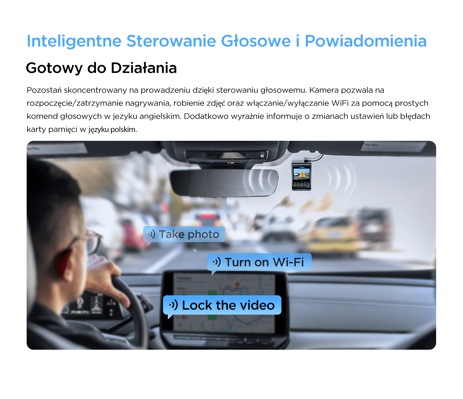 VIOFO A329 1CH kamera samochodowa przód 4K 60FPS, obsługa dysków SSD, HDR, GPS, Sony Starvis 2, G-sensor, mikrofon, Wi-Fi, BT