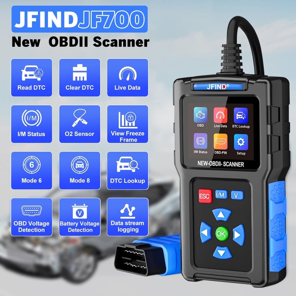 JFIND JF700 uniwersalny skaner diagnostyczny OBD2 z polskim menu - odczyt i kasowanie błędów, Check Engine, szybka diagnostyka dla wszystkich marek samochodów