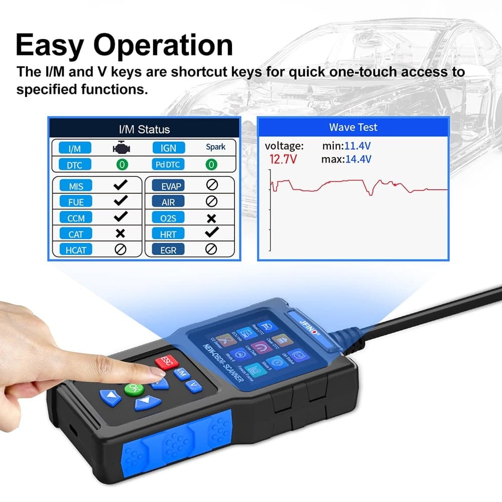JFIND JF700 uniwersalny skaner diagnostyczny OBD2 z polskim menu - odczyt i kasowanie błędów, Check Engine, szybka diagnostyka dla wszystkich marek samochodów