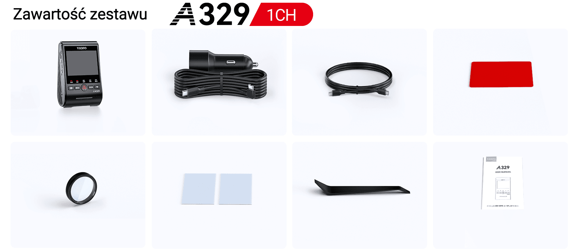 VIOFO A329 1CH kamera samochodowa przód 4K 60FPS, obsługa dysków SSD, HDR, GPS, Sony Starvis 2, G-sensor, mikrofon, Wi-Fi, BT