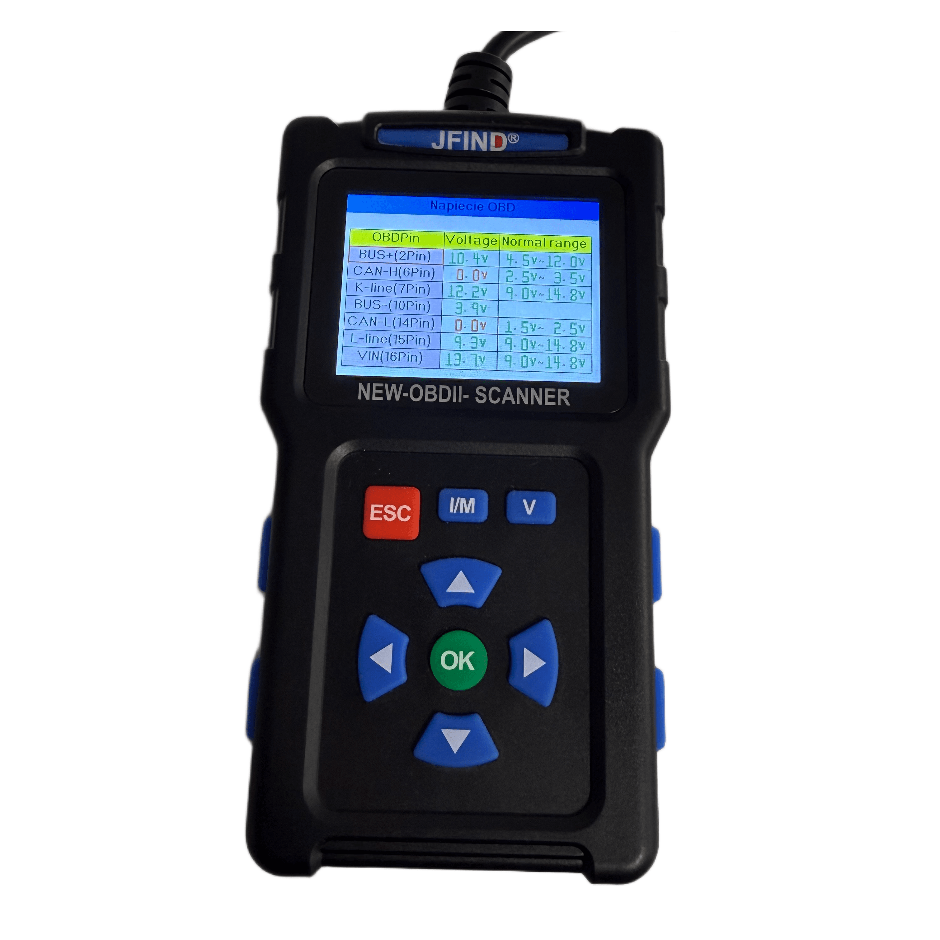 JFIND JF700 uniwersalny skaner diagnostyczny OBD2 z polskim menu - odczyt i kasowanie błędów, Check Engine, szybka diagnostyka dla wszystkich marek samochodów