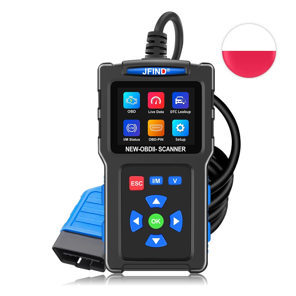 JFIND JF700 uniwersalny skaner diagnostyczny OBD2 z polskim menu - odczyt i kasowanie błędów, Check Engine, szybka diagnostyka dla wszystkich marek samochodów
