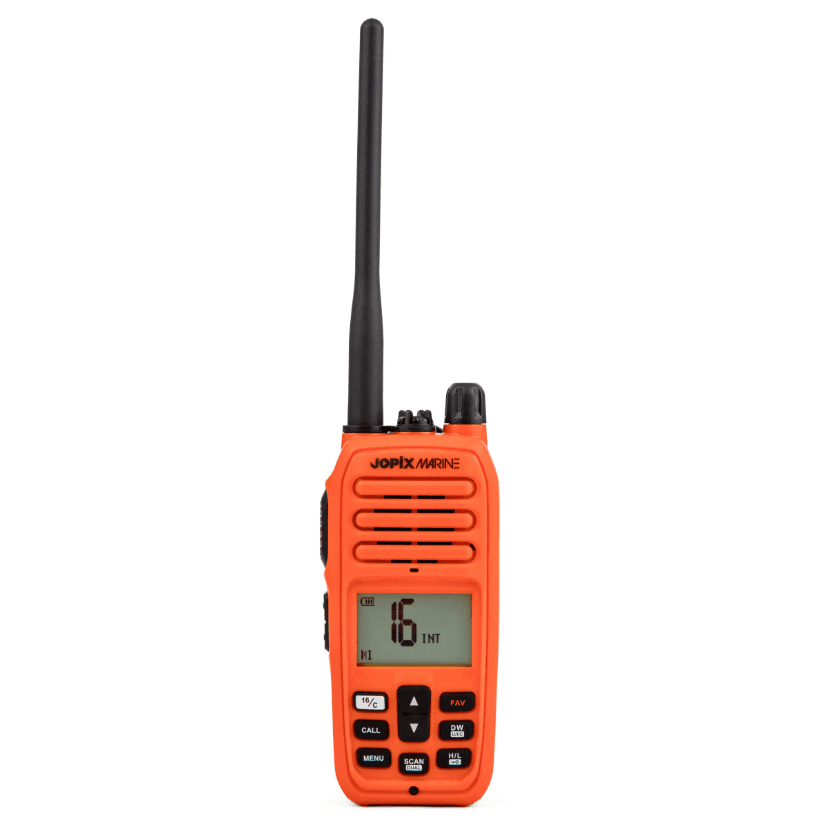 Jopix Marine 616P ORANGE ręczny radiotelefon morski VHF IP67, pływający, moc 5W, NRC, WX, czujnik wody - możliwość rejestracji w UKE