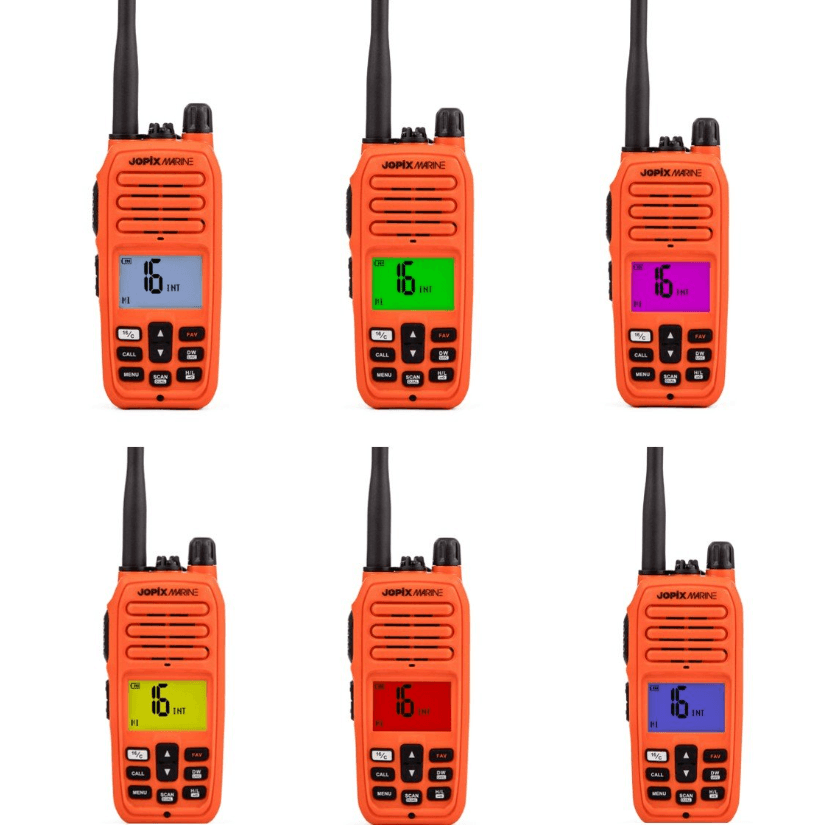 Jopix Marine 616P ORANGE ręczny radiotelefon morski VHF IP67, pływający, moc 5W, NRC, WX, czujnik wody - możliwość rejestracji w UKE