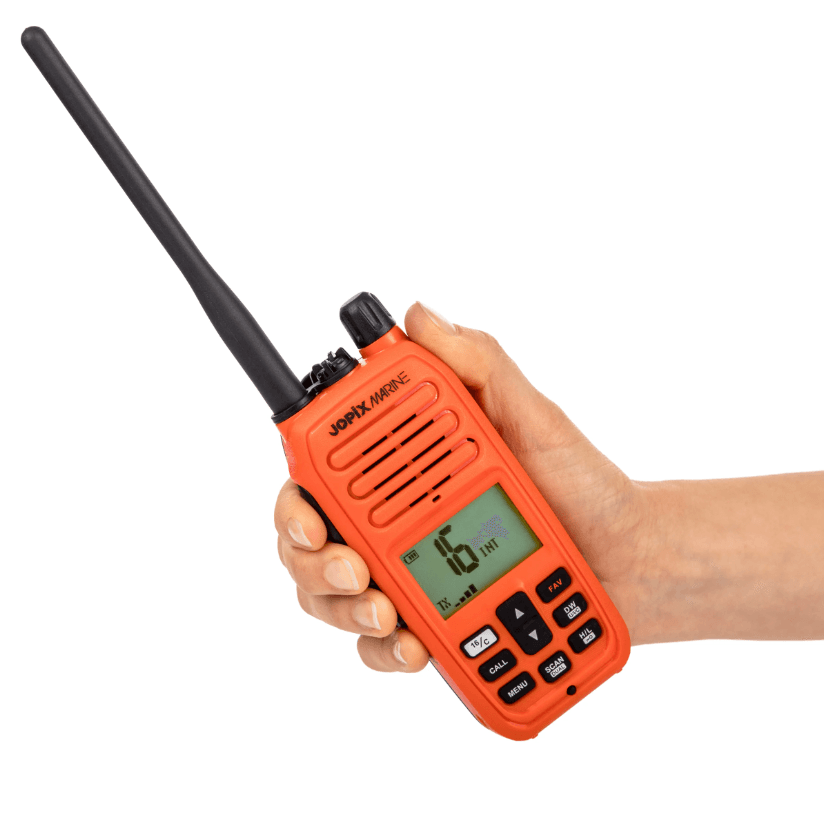 Jopix Marine 616P ORANGE ręczny radiotelefon morski VHF IP67, pływający, moc 5W, NRC, WX, czujnik wody - możliwość rejestracji w UKE