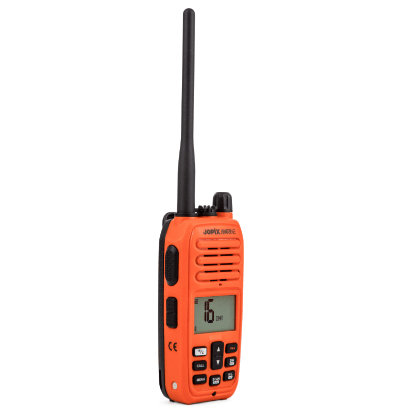 Jopix Marine 616P ORANGE ręczny radiotelefon morski VHF IP67, pływający, moc 5W, NRC, WX, czujnik wody - możliwość rejestracji w UKE