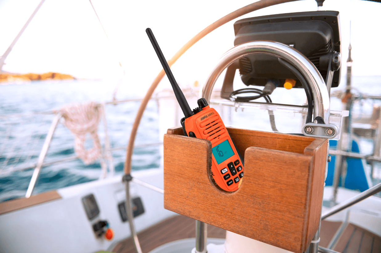 Jopix Marine 616P ORANGE ręczny radiotelefon morski VHF IP67, pływający, moc 5W, NRC, WX, czujnik wody - możliwość rejestracji w UKE