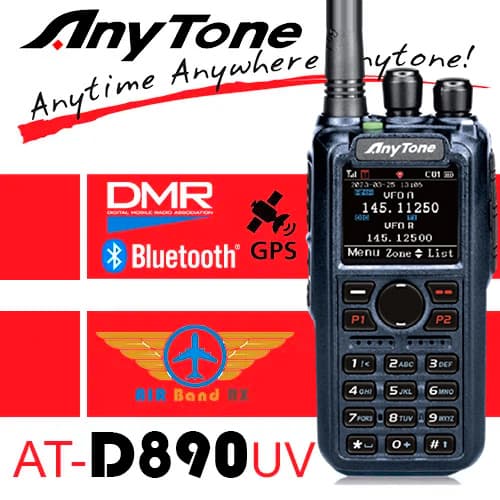 AnyTone AT-D890 UV ręczny radiotelefon cyfrowy/analogowy DMR VHF/UHF APRS wersja EXPORT, polska instrukcja, wgrane przemienniki