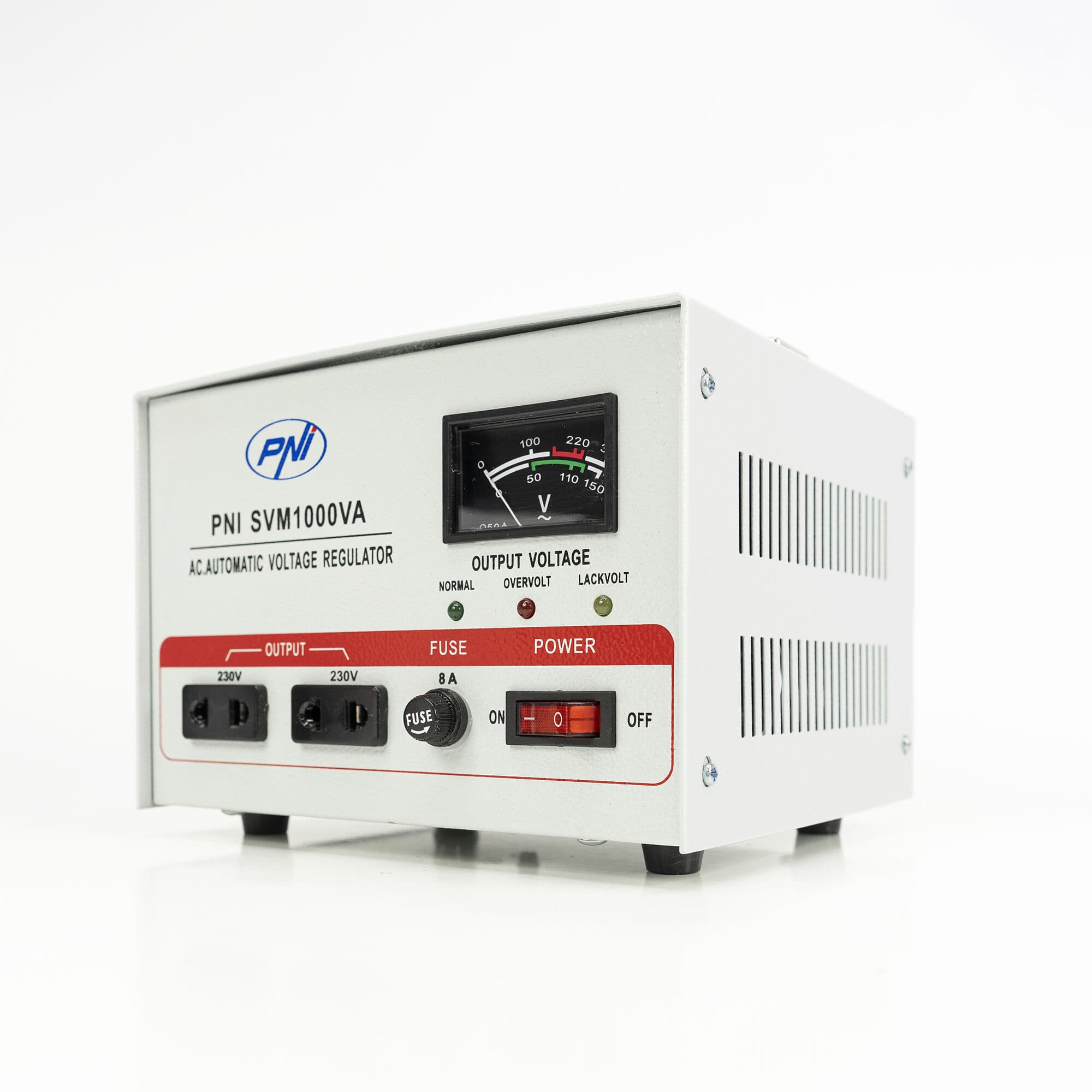PNI SVM1000VA stabilizator napięcia AVR 1000VA / 800W, 170÷260V / 230V, precyzja 3% serwo, czysty SINUS - np. do agregatu, pompy, pieca CO, serwera