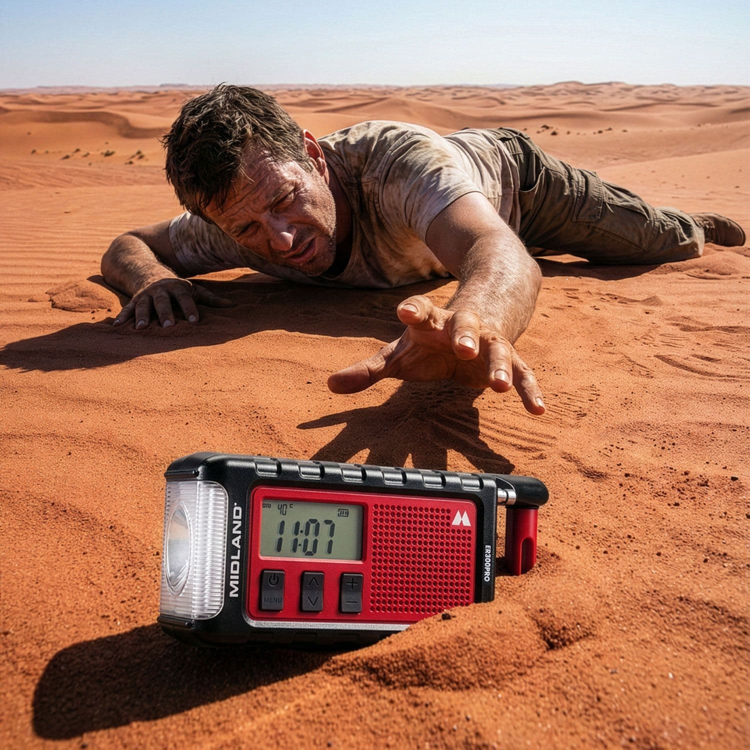 Midland ER300 PRO radio awaryjne AM/FM powerbank 10000mAh, latarka, bluetooth i wieloma źródłami zasilania - radio dla preppersa, survival