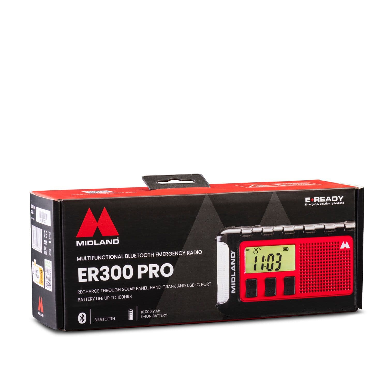 Midland ER300 PRO radio awaryjne AM/FM powerbank 10000mAh, latarka, bluetooth i wieloma źródłami zasilania - radio dla preppersa, survival