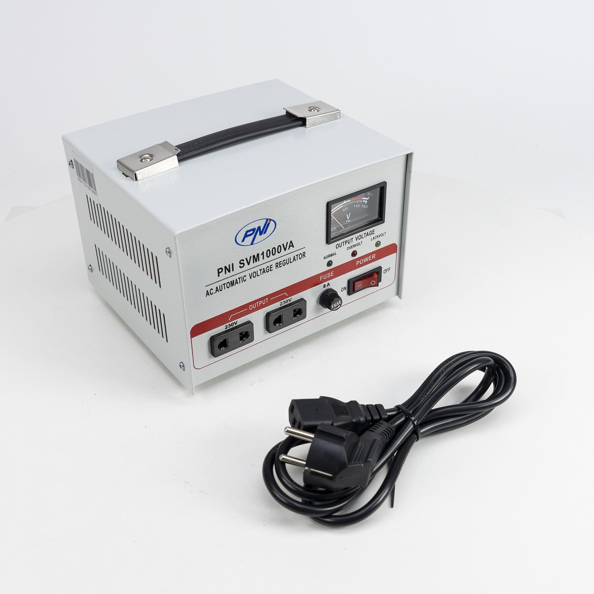 PNI SVM1000VA stabilizator napięcia AVR 1000VA / 800W, 170÷260V / 230V, precyzja 3% serwo, czysty SINUS - np. do agregatu, pompy, pieca CO, serwera