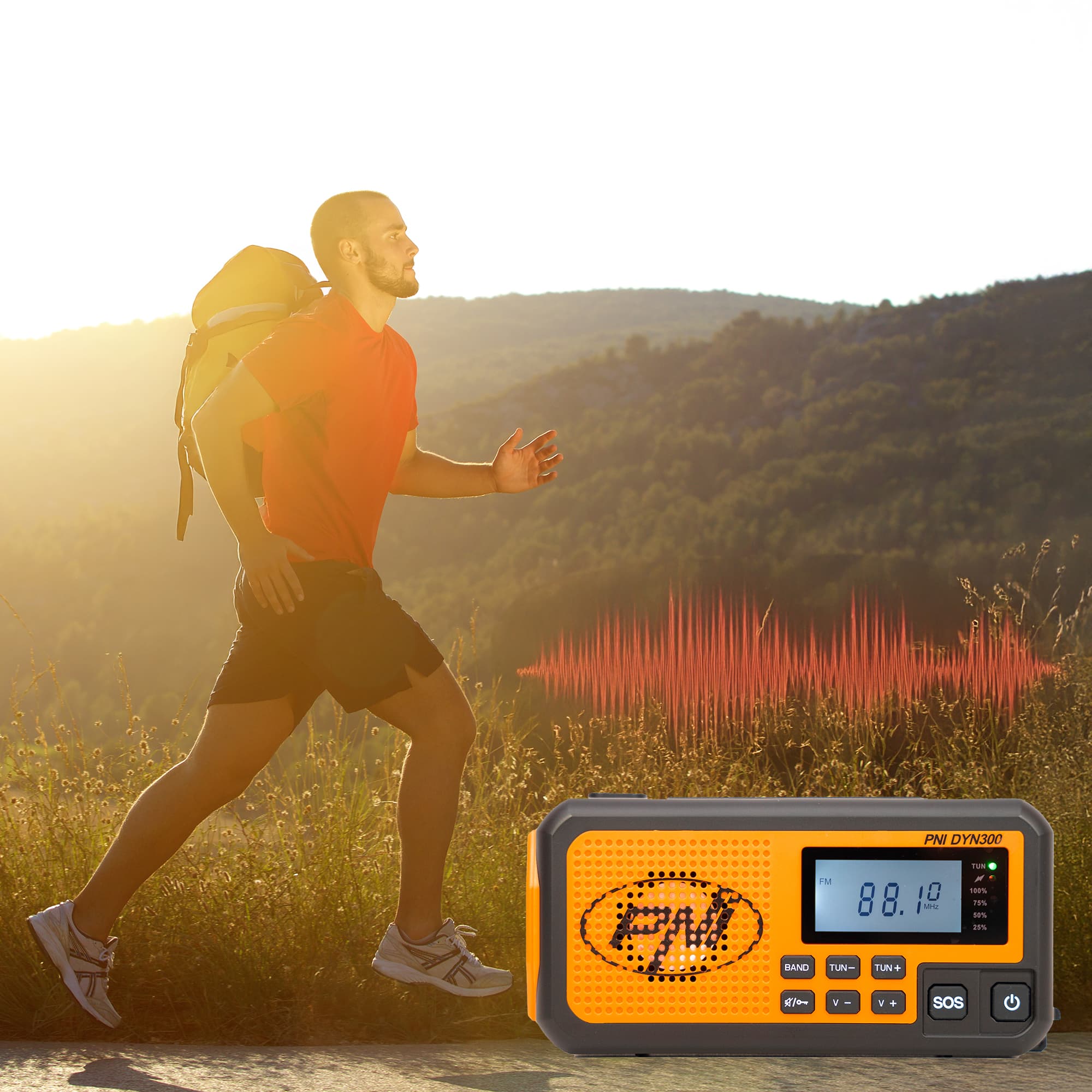 PNI DYN300 przenośne radio awaryjne AM/FM/SW, dynamo, latarka LED, powerbank 4000mAh - radio dla preppersa, survival