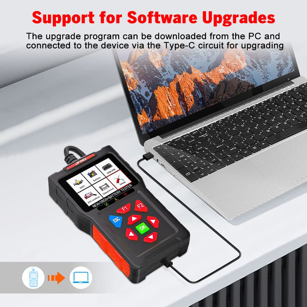 JFIND JF700 ULTRA 2w1 tester akumulatorów 12V/24V + skaner diagnostyczny OBD-2 - diagnostyka / odczyt i kasowanie błędów / test baterii POLSKIE MENU