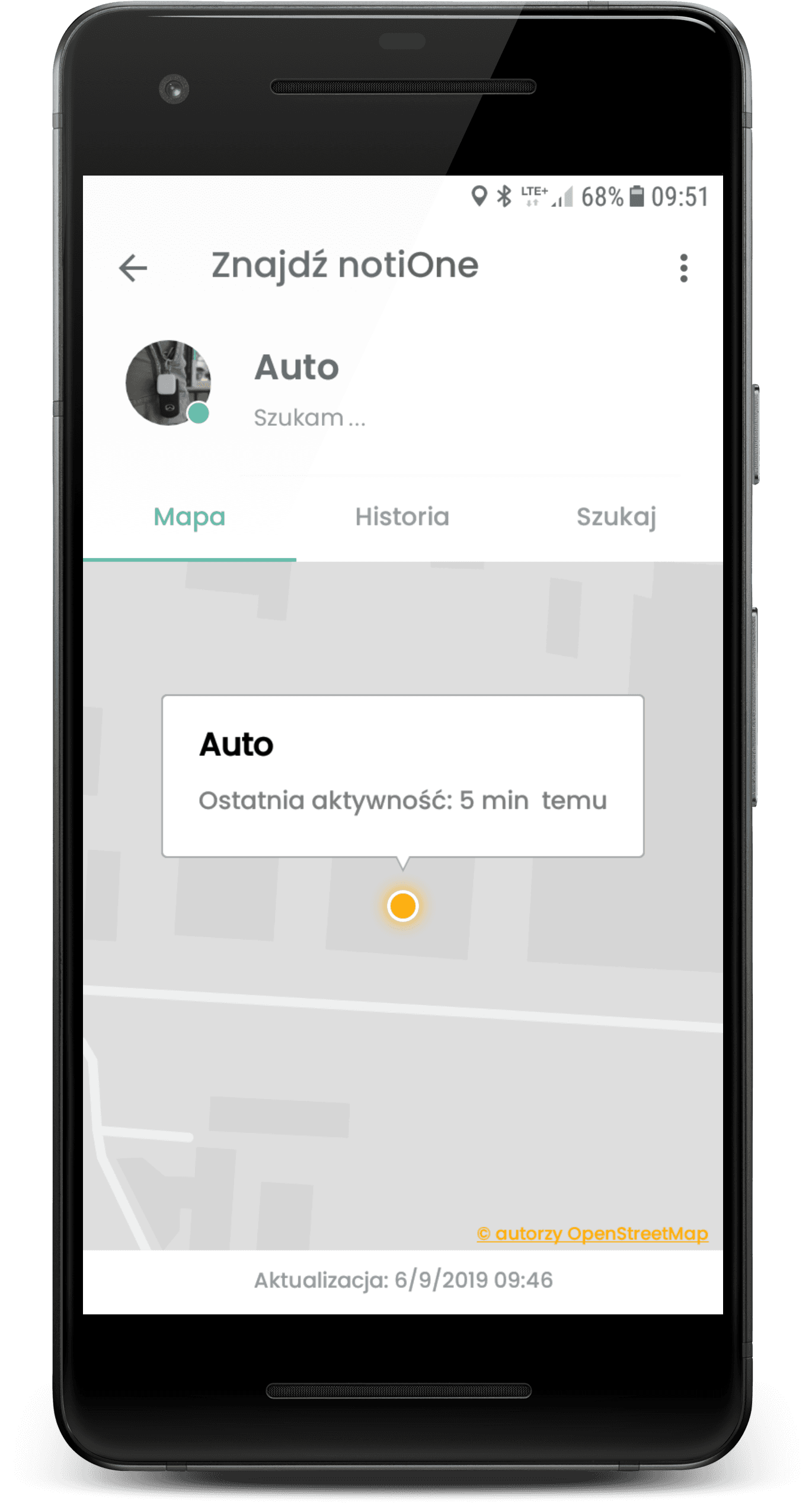 notiOne go! lokalizator bluetooth bez abonamentu - ultrakompaktowy brelok - Łódź, Zbąszyńska 2