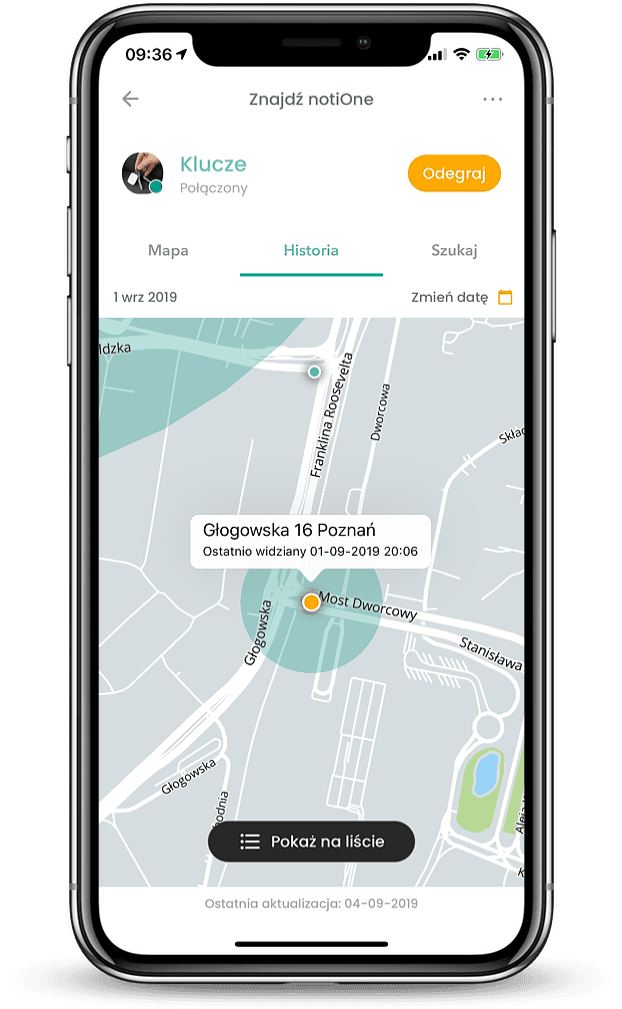 notiOne go! lokalizator bluetooth bez abonamentu - ultrakompaktowy brelok - Łódź, Zbąszyńska 2
